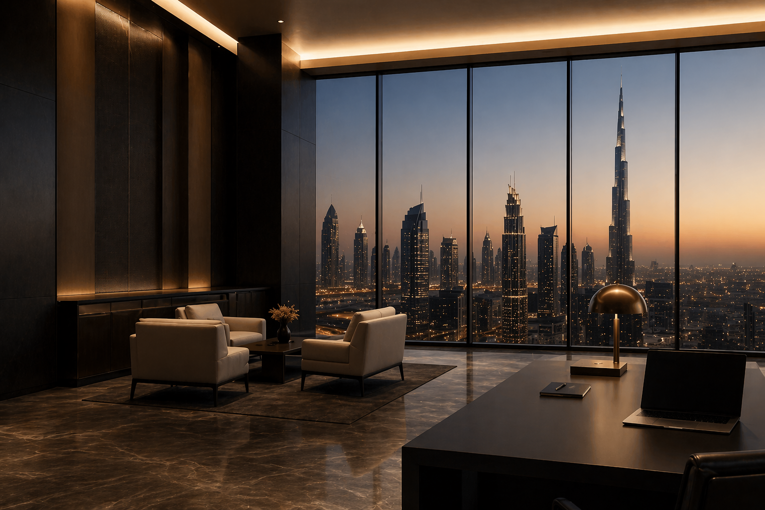 Warm skyline lounge